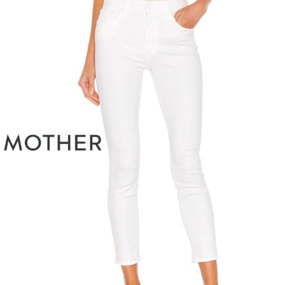 MOTHER WHITE JEANS. THE LOOKER CROP IN SIZE 27